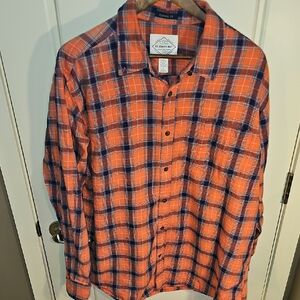 St. John's Bay Men's Plaid Shirt in Orange and Navy